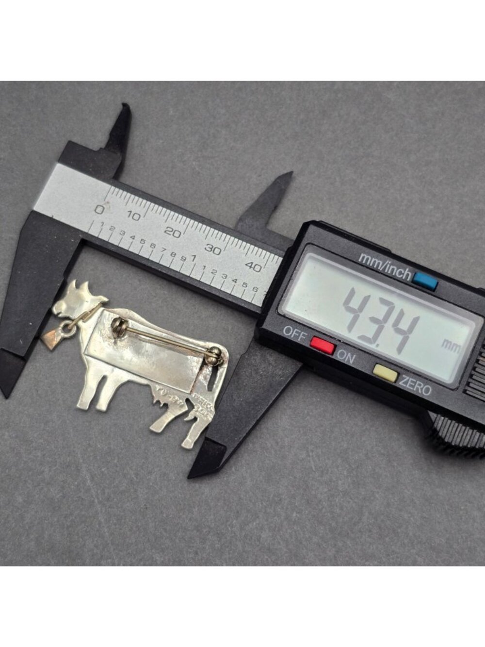 Vintage Taxco Sterling Silver Cow Brooch 1.75" Articulated Bell Pendant TV-94 - Picture 6 of 10